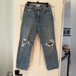AGOLDE 90s Pinch Waist Denim size 27 womens straight leg distressed medium wash